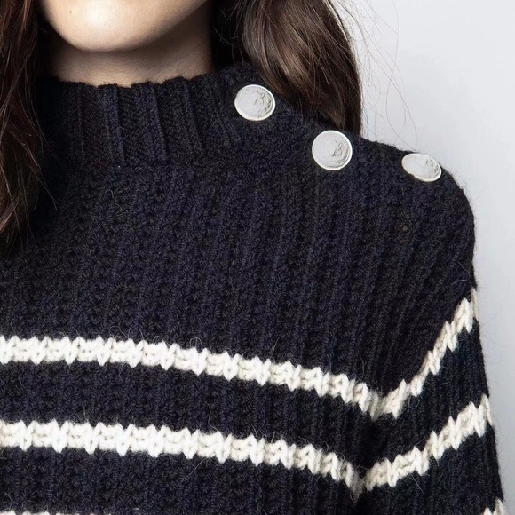 NWT Zadig & Voltaire Marlon Striped Sweater Pullover - Picture 3 of 6